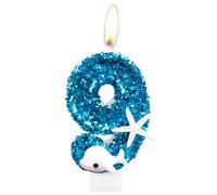Dolphin Birthday Candles, Glitter 9 Birthday Number Candle for Girls, Blue Number 9 Candles, Dolphin Cake Candles Cake Toppers for Boys Girls Dolphin Themed Birthday Decorations Party Supplies