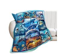 Dolphin Blanket Ultra Soft Cozy Dolphin Throw Blanket Fleece Fuzzy Plush Bedding Marine Life Lovers Gifts for Women Girls Kids Adults Couch Sofa 50"x40"