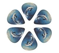 Dolphin Blue Sea Animal Guitar Picks 6 Pack Thin Medium Heavy Thickness Guitars Pick For Acoustic Electric Guitar Ukulele Bass 0.46mm