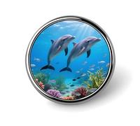Dolphin Button Pins - Personalized Round Badges for Women Men Custom Photo Buttons for Backpack Cloth Decoration Souvenir Gifts, Metal Badge Brooch Party Costume Accessory