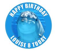 Dolphin Cake Topper 7.5 Inch Personalised Edible on Icing Sheet with HI-RES Image