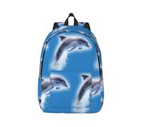 Dolphin Canvas Backpack Laptop Bag Adjustable Straps Vintage Casual School Travel Outdoor Work Camping