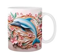 Dolphin Ceramic Mugs | Flat Painted Ceramic Coffee Mugs - Coffee Mugs Novelty Coffee Mug 11oz Ceramic Dolphin Decor for Coffee Milk Tea Lovers