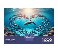 Dolphin Colourful Dolphins Forming Heart Shape 1000 Pieces Jigsaw for Adults The Impossible Challenge Brain Development 70x50cm/1000pcs