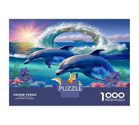 Dolphin Colourful Dolphins in Cosmic Ocean 1000 Pieces Jigsaw for Adults The Impossible Challenge Brain Development 38x26cm/1000pcs