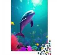 Dolphin Coral Dive 1000-Piece Jigsaw Puzzle for Adults, 52x38cm/1000pcs, White Cardboard Pieces, Screen-Free Leisure And Quiet Weekends