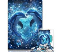 Dolphin Couple 1000 Pieces Jigsaw Puzzle for Adults& Teens,Stress Reliever Difficult Challenge Deal As Gifts for The Whole Family (50x75cm)