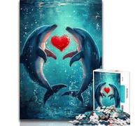 Dolphin Couple 1000 Pieces Jigsaw Puzzles for Adults And Teens,Toys Educational Games Stress Relieving Wall Decoration (38x26cm)