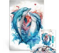 Dolphin Couple Love Story1000 Piece Jigsaw Puzzles for Adults Challenging Game Gifts is ideal as a gift for the whole family 38x26cm