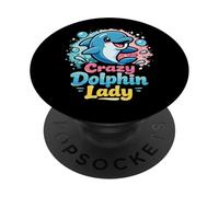 Dolphin Crazy Dolphin Lady PopSockets Adhesive PopGrip