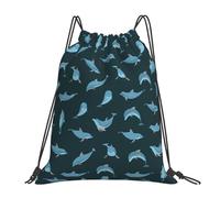 Dolphin Cute Animal Beach Sack Backpack Foldable Drawstring Gym Versatile Sport Bag String For Trainer Hunting Sport 39X46Cm