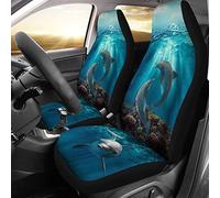 Dolphin Dancing Under The Ocean 2 Pcs Bucket Seats Covers Machine Washable Car Seat Protector Non-Slip Car Seat Cover Universal Fit Sedan Mpv Suv