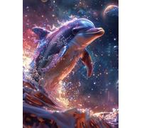 Dolphin Diamond Art, Animal Diamond Painting 5D DIY Full Square Drill Crystal Art Cross Stitch Kits for Adults Beginner, Dimond Painting Pattern Design for Home Decor, Wall Decor 100*135CM -wyl2506T8