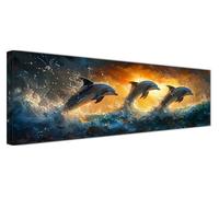 Dolphin Diamond Art, Diamond Painting Spray, 5D Round Full Drill Crystal Art Kits for Beginner, DIY Rhinestone Embroidery Mosaic Kits for Adults for Home Wall Room Decor, Large Canvas 180x60cm F1-243