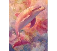 Dolphin Diamond Art, Dreamy 5D DIY Diamond Painting Kits, 5D Full Drill Crystal Art Kits for Adults, DIY Adult Crafts, Cross Stitch Embroidery Crafts Pictures, Room Decor, Relax, Gifts, 12x16in 0-3094