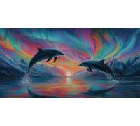 Dolphin Diamond Art Kits Adults, Animal Diamond Painting Autumn Decorations for Kids, Large Diamond Art Square Drill Kit, Adult Crafts for Halloween Decorations, Fall Decor Gifts 90x180cm g-259