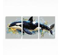Dolphin Diamond Art Kits Adults Beginner 12x8 Inch 3 Pack, Animal Diamond Painting, 5D DIY Full Drill Paint by Numbers, Wall Art Gems Paintings for Bedroom Office Room Decor Gifts for Women PZSH-2393