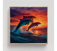 Dolphin Diamond Art Kits Adults, Diamond Painting Landscape Crystal Art Kits for Adults Beginners 5D Square Full Drill Gem Dots Embroidery Paintings Crafts for Home Wall Decor Gifts 20x20in tb2-u30