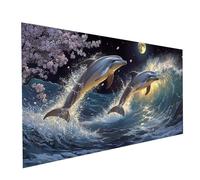 Dolphin Diamond Art Kits Adults, Ocean Waves Diamond Painting Kit, Round Full Drill Paint by Numbers for Adults 12 x 24in, Crystal Art Rhinestones Embroidery Cross Stitch Artwork, Gifts Model-15538