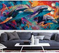Dolphin Diamond Art Painting Fish Diamond Painting Kits for Adults,Square Full Drill Gem Arts and Crafts Pictures Embroidery Cross Stitch Canvas Paint by Numbers for Kids,Gift Women 16x28in VQ-1109