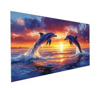 Dolphin Diamond Painting kit with Diamond Art Accessories, DIY Square Rhinestones Mosaic Crystal Art Paint by Numbers, Canvas Painting for Wall Artwork for Living Room Decor 56x28in Animal Model-15534
