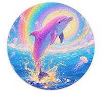 Dolphin Diving 1000 Pieces Jigsaws Animal Round Puzzle for Adults And Kids Modern Unique Challenge Games Scene Creative 1000pcs (67.5x67.5cm)