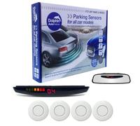 Dolphin DPS455 Reverse Parking Sensors In 32 Colours 4 Ultrasonic Radar Sensors Kit Audio & Rear Roof Mounted Display Alert System Matt & Gloss Black +30 More Colours (White)