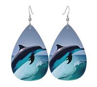 dolphin earrings for women teardrop leather earrings double sided dangle earrings lightweight women ear accessories jewelry fashion birthday gift