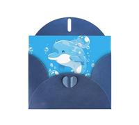 Dolphin Elegant Greeting Card On Pearl Paper - Premium Shimmering Design For Christmas, Birthday, Wedding & Valentine’s Day Celebrations