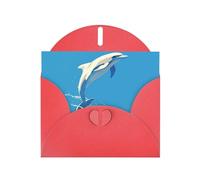 Dolphin Elegant Greeting Card On Pearl Paper - Premium Shimmering Design For Christmas, Birthday, Wedding & Valentine’s Day Celebrations