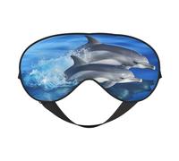 Dolphin Family Double-Sided Silk Sleep Mask, Adjustable Light Blocking Eye Mask for Travel, Men & Women, Soft Comfortable Blindfold 20x10cm