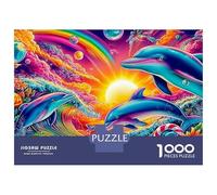 Dolphin Fantasy Jigsaws 1000 Piece Puzzle Three Dogs in Vibrant Art Impossible Suitable for Decompression And Wall Decor for Adults And Kids 70x50cm/1000pcs