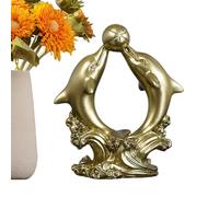 Dolphin Figurine, Golden Dolphin Statues | Gold Double Resin Figurines,Sea Animal Decorations, Desktop Display for Living Room Study Room Dormit