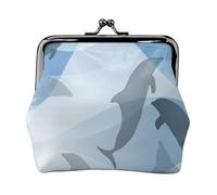 Dolphin Fish Silhouette, PU Leather Coin Purse, Small Wallets, Change Pouch with Kiss Lock Clasp Buckle, Change Purse