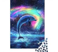 Dolphin Galaxy Rainbow 1000 Piece Jigsaw Puzzle Paper for Adults Magic Ocean Scene Puzzle Game for Family Focus Training Stress Relief Home Gift 70x50cm/1000pcs
