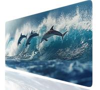 Dolphin Gaming Mouse Mat Ocean Mouse Pad Large 700x400x3mm, Extended Waterproof Mousepad Smooth Cloth Surface Improved Precision And Speed, Desk Mat Non-Slip Rubber Base for Office Gaming GKuk-816