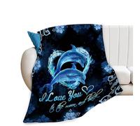 Dolphin Gifts Blanket Dolphin Throw Blankets Bedding Cozy Fleece Flannel Blanket Soft Warm Plush Lightweight Dolphins Decor Blanket for Adults Men Women Boys Girls Teens for Couch Sofa Bed 40"X50"