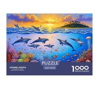 Dolphin Group 1000 Piece Jigsaw Puzzle Paper for Adults Underwater Seascape Relaxation Focus Home Decor 70x50cm/1000pcs
