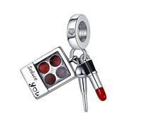 Dolphin Hamsa Star Moon Lucky Mother Daughter Charm Bead Pendant 925 Sterling Silver Compatible With Pandora Charm Moments Bracelet (Seduce You Makeup Pallette Lipstick Blusher Brush)