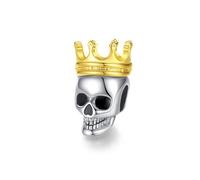 Dolphin Hamsa Star Moon Lucky Mother Daughter Charm Bead Pendant 925 Sterling Silver Compatible With Pandora Charm Moments Bracelet (Skull King Queen Head Mother Daughter)