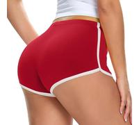 Dolphin Hem Shorts for Women Womens Sports Booty Summer Breathable Casual Athletic Pants Comfortable Soft Workout Gym Running Tight Fit Short Leggings for Ladies (Wine, S)