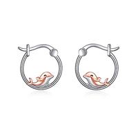 Dolphin Hoop Earrings for Women 925 Sterling Silver Animal Dolphin Earrings Jewellery Gifts for Girls (Dolphin)