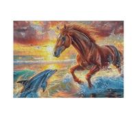 Dolphin Horse 300 Piece Jigsaw Puzzle for All Ages Idea Dad Hobby Smooth Edges Stress Relief Home Decor 300 PCS