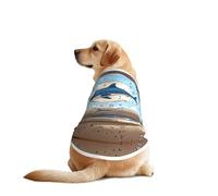 Dolphin Illustration Dog Shirt Vest Dog Clothes- Breathable Cooling for Big Dogs, Sun Protection Comfort Wear for Golden Retriever, Husky, Alaska Outdoor Activities 4X-Large