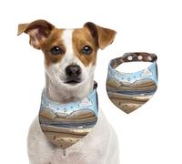 Dolphin Illustration Pet Scarf Dog Bandanas Spring Summer Soft Cotton Puppy Scarfs Adjustable Accessories for Small Medium Large Girl Boy Pup Small