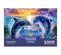 Dolphin Impossible Hard Challenging 1000 Pc Jigsaw Puzzle - Dolphin Love Heart Ocean Recycled Paper for Home Wall Decor70x50cm/1000pcs