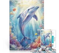 Dolphin in Coral Reef1000 teenager Pieces Jigsaw Puzzle Brain intelligence challenge addictive toys for Home Decoration 38x26cm
