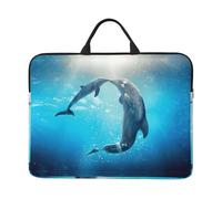 dolphin in sea Printed 14in Laptop Case Sleeve Bag – Portable Handle & Zipper – Ideal for Travel, Business & Office Use