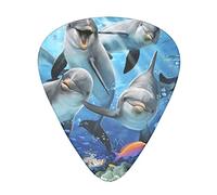 Dolphin In The Coral Reef Guitar Paddle Set Of 12, Suitable For Guitar, Yukri, 3 Thicknesses