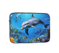 Dolphin in The Coral Reef Laptop Sleeve Bag 15 Inch, Waterproof Shockproof Laptop Case Bag Computer Skin Bags Lightweight Tablet Carrying Case
